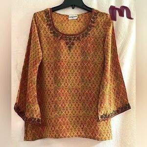 LADIES DK YELLOW & ORANGE TOP